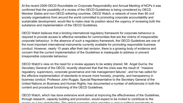 OECD Ministerial Council welcomes further consultation on the up-dating of the OECD Guidelines