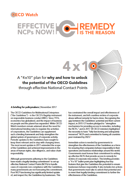 publication cover - A 4×10 plan for why and how to unlock the potential of the OECD Guidelines (update)