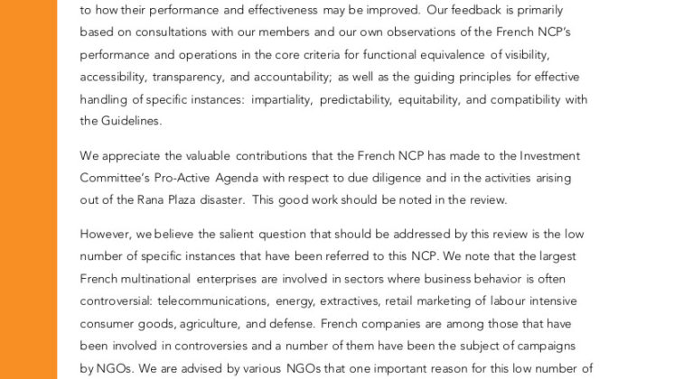 OECD Watch submission to the 2017 Peer Review of the French NCP