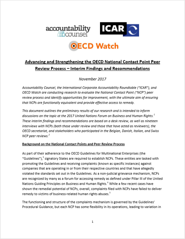 publication cover - Advancing and Strengthening the OECD National Contact Point Peer Review Process